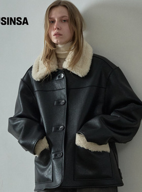 FACADE PATTERN韩国女士25冬季复古毛呢双面穆斯坦格外套 MUSINSA