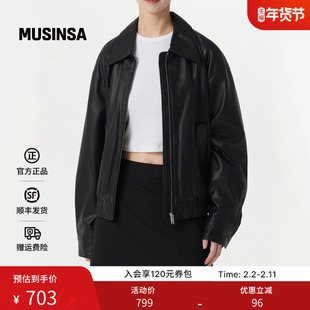 musinsa standard韩国25秋季女士短款宽松复古潮酷男友风夹克外套