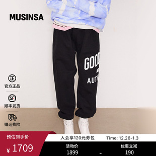 子抽绳印花休闲裤 情侣百搭裤 MUSINSA 新款 GBYU韩国男女25秋季