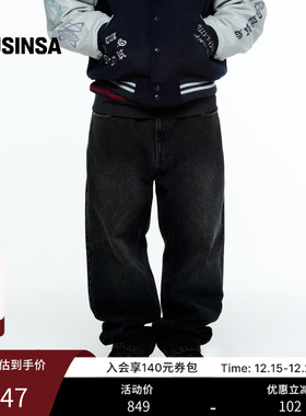WKNDRS韩国男女25冬季时尚流行COBWEB弯刀牛仔裤MUSINSA