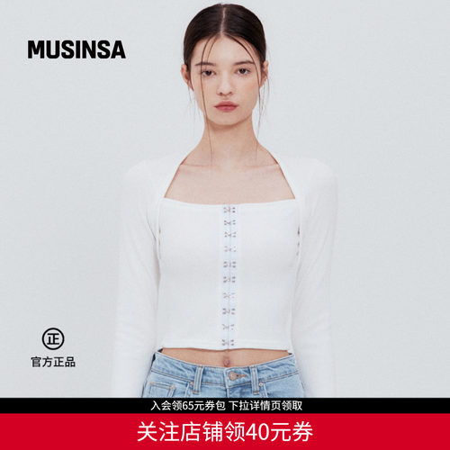 方领前扣上衣显瘦设计感针织衫