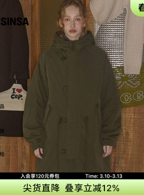 Codegraphy韩国女士春季时尚长款连帽休闲大衣MUSINSA