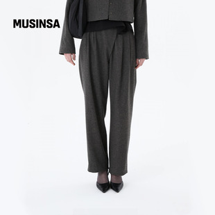 MUSINSA 流行通勤羊毛混纺休闲裤 AMOMENTO韩国女士25冬季 休闲时尚