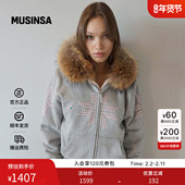 SCULPTOR 韩国25秋冬毛领连帽外套钉珠装 饰复古卫衣MUSINSA