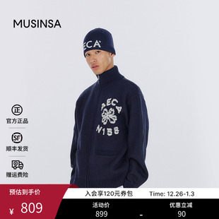 情侣百搭上衣复古拉链针织毛衣MUSINSA 新款 AECA韩国男女25秋季 款