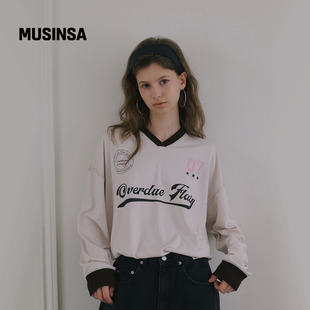 运动型卫衣T恤MUSINSA 好看休闲长袖 overdue flair韩国女士25秋季