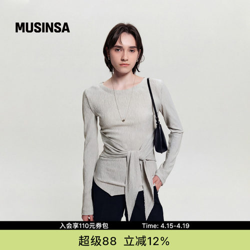 韩国春季女士设计感长袖T恤