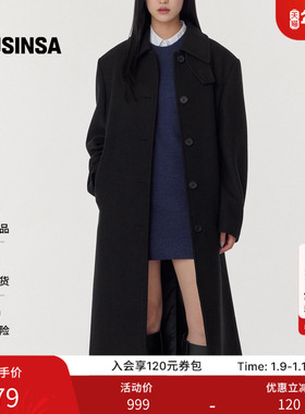 musinsa standard韩国25冬季女士羊毛混纺长款毛呢大衣外套