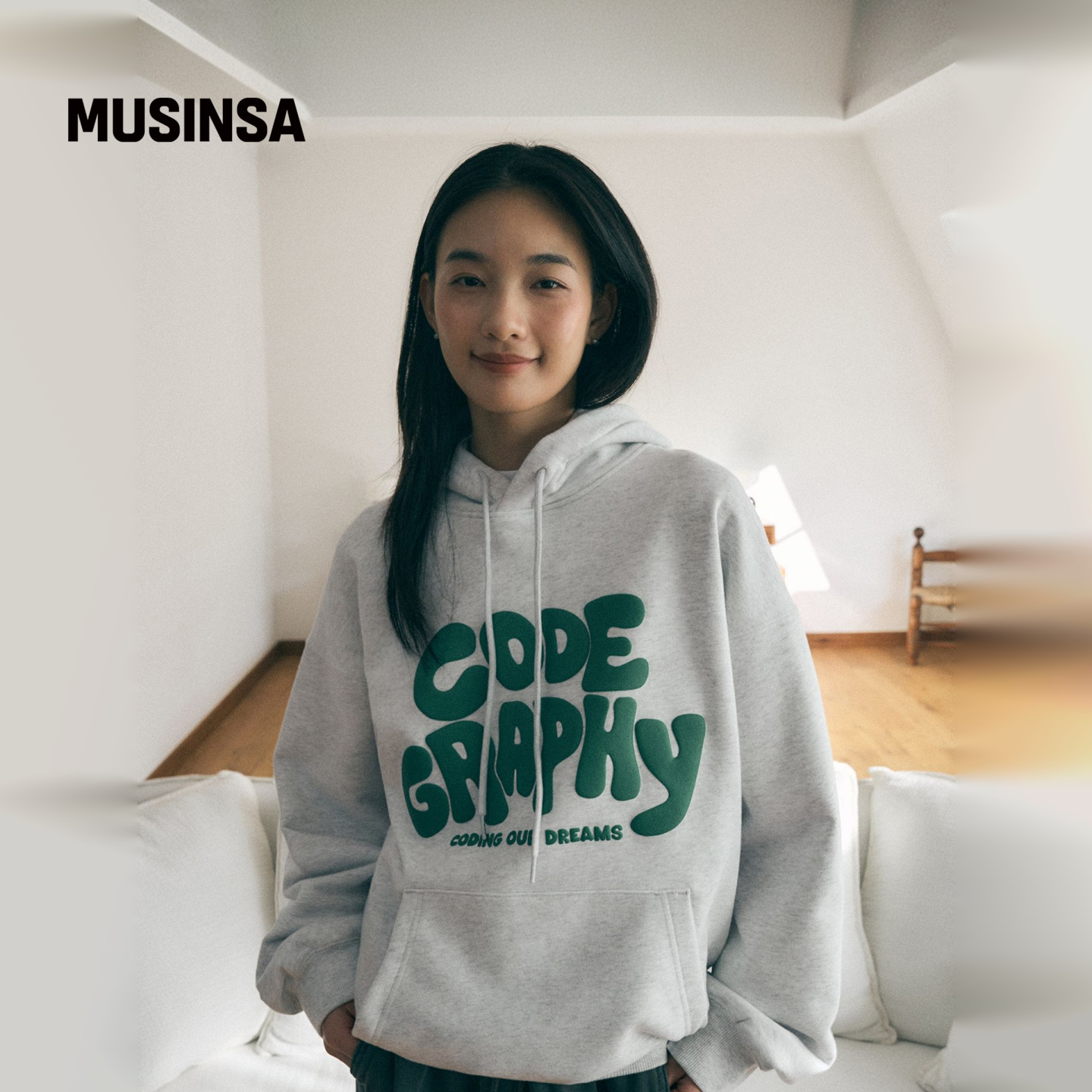 男女同款秋季字母印花连帽衫卫衣