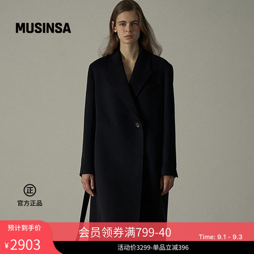 休闲时尚羊绒腰带大衣