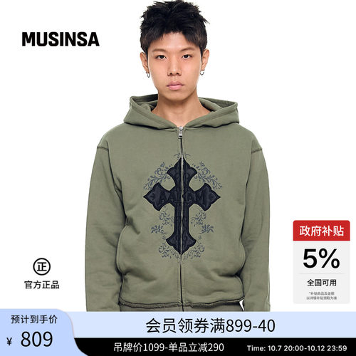 休闲日常十字装饰连帽卫衣外套