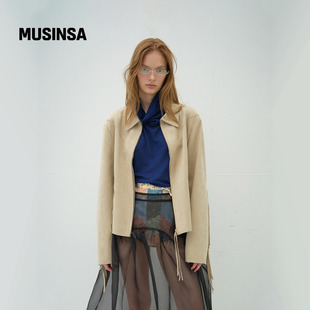 overdue flair韩国女士25秋冬西方绒面流苏夹克复古风外套MUSINSA