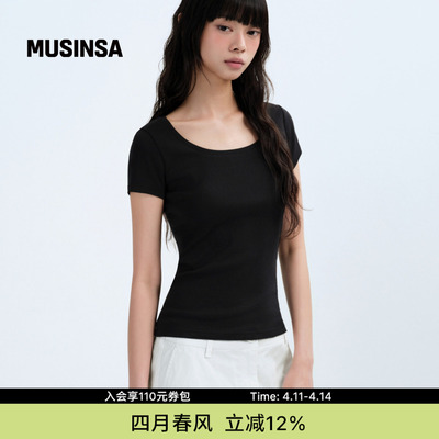 musinsa standard韩国26春季新品女士日常通勤修身圆领短袖T恤