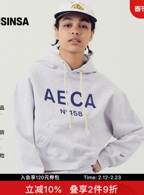 AECA韩国男女春季新款宽松日常休闲大Logo短款连帽卫衣MUSINSA