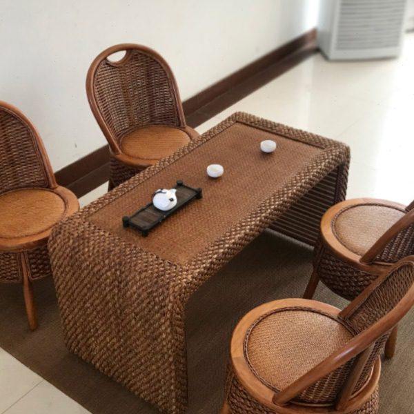 藤编阳台桌椅组合现代简约功夫茶几客厅家具实木小户型茶台喝茶桌