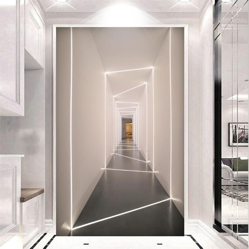 墙布壁纸过道几何8D背景玄关客厅D空间墙壁墙布现代艺术延伸光线