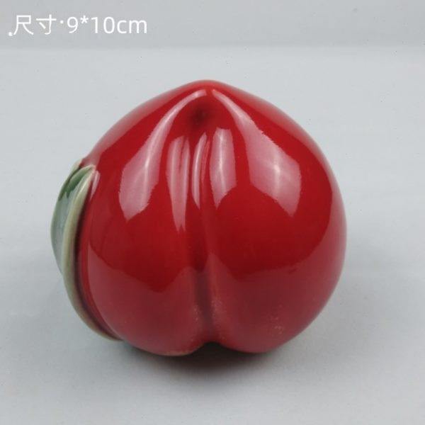 寿桃陶瓷工艺品摆件 石湾公仔 家居饰品客厅桌面摆设送礼红桃子