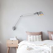 北欧简约现代创意床头看书壁灯卧室客厅工作摇臂关节带开关草帽灯