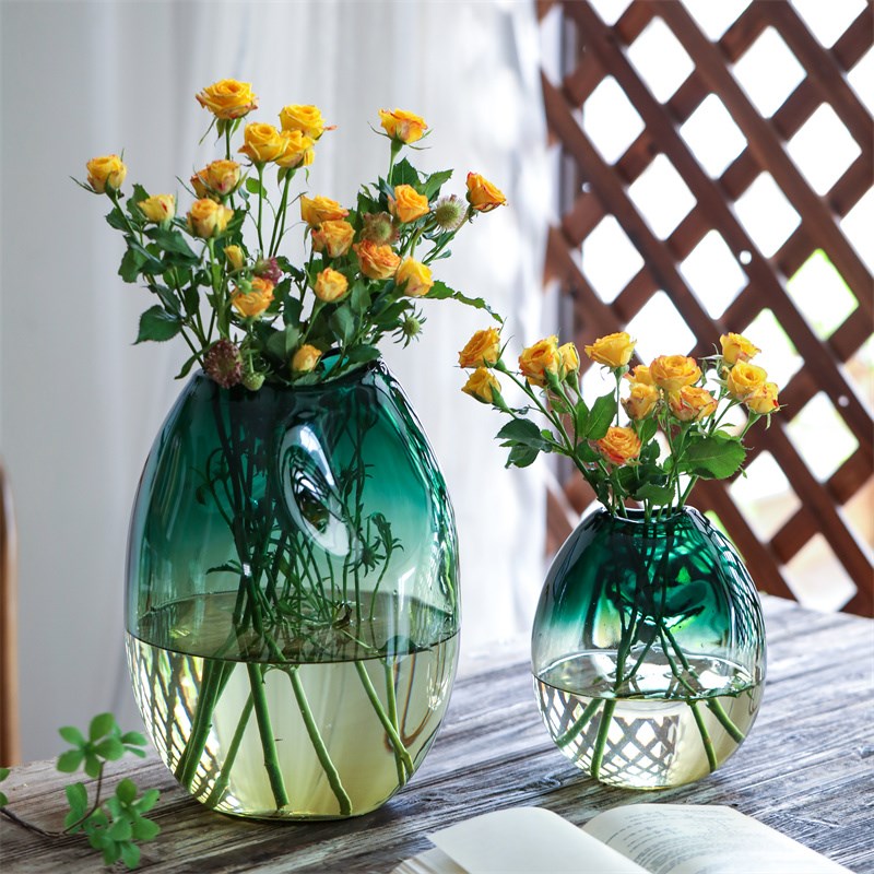 轻奢网红渐变个性家居装饰摆件桌面玻璃花N瓶民宿样板房插花鲜花