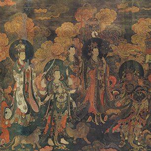 宣纸微喷打印复制画人物画法海寺壁画帝释梵天西国画横幅装饰画