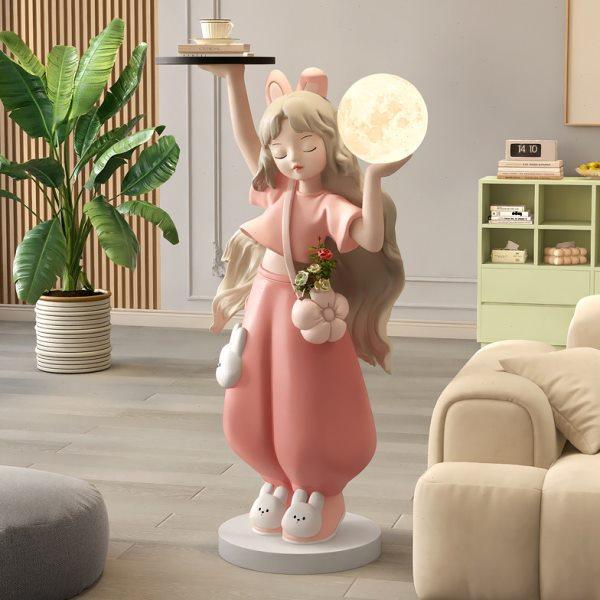 奶油风女孩客厅落地摆件轻奢电视柜沙发边几托盘床头灯乔迁礼物,家居饰品,落地摆件,淘宝优惠券,粉丝福利购,淘宝优惠卷