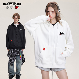 查尔斯桃心连帽卫衣男女款春秋季2026新美式宽松情侣休闲开衫外套