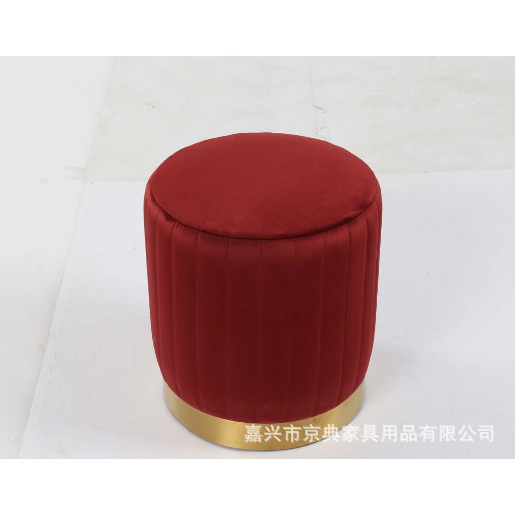 北欧简约圆凳设计师创意个性现代沙发凳矮凳时尚布艺脚凳化妆凳