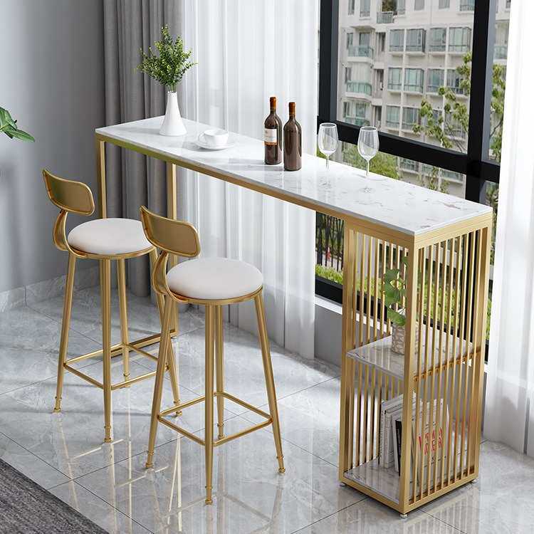 北欧桌大理石家用一体隔断柜小吧台高脚桌阳台客厅玄关靠墙餐桌椅