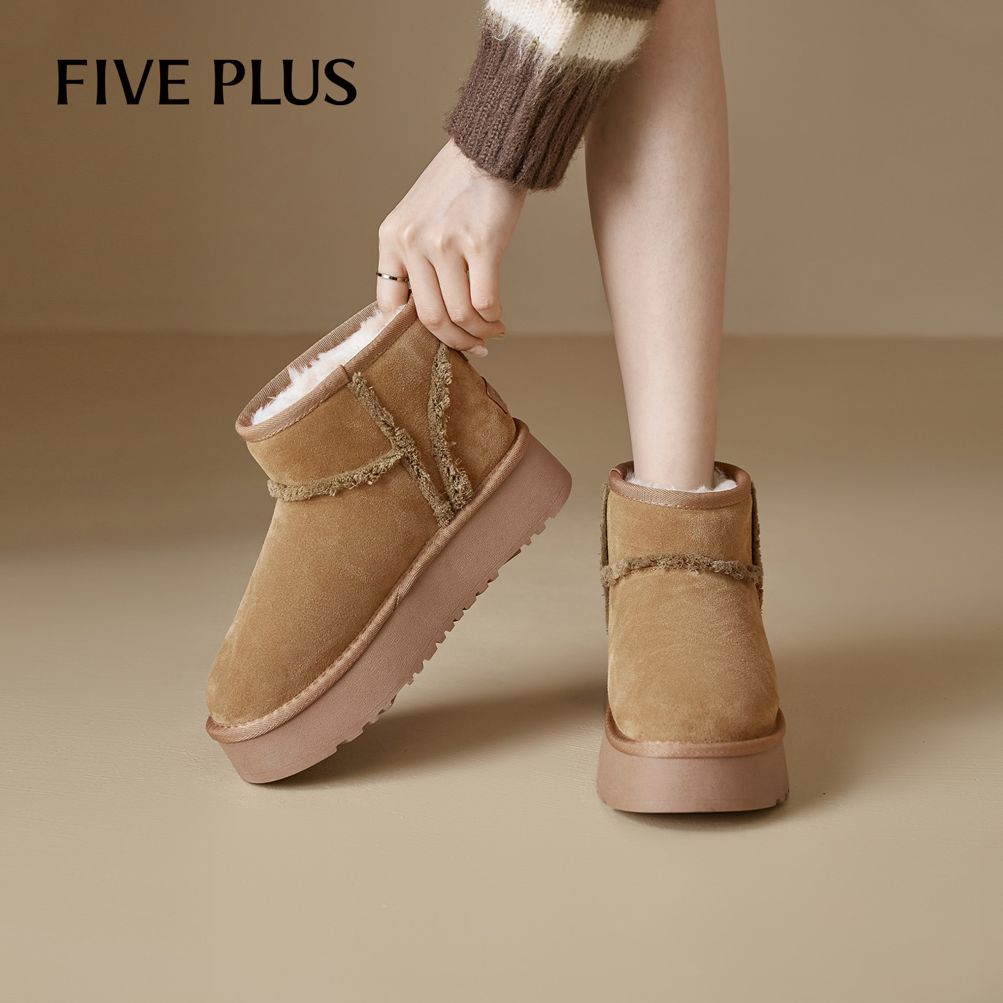 FIVEPLUS真皮雪地靴女