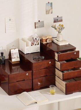 文纯IIX实木桌面件桌纳柜抽屉式木质整理储物箱办公上A收4小柜免