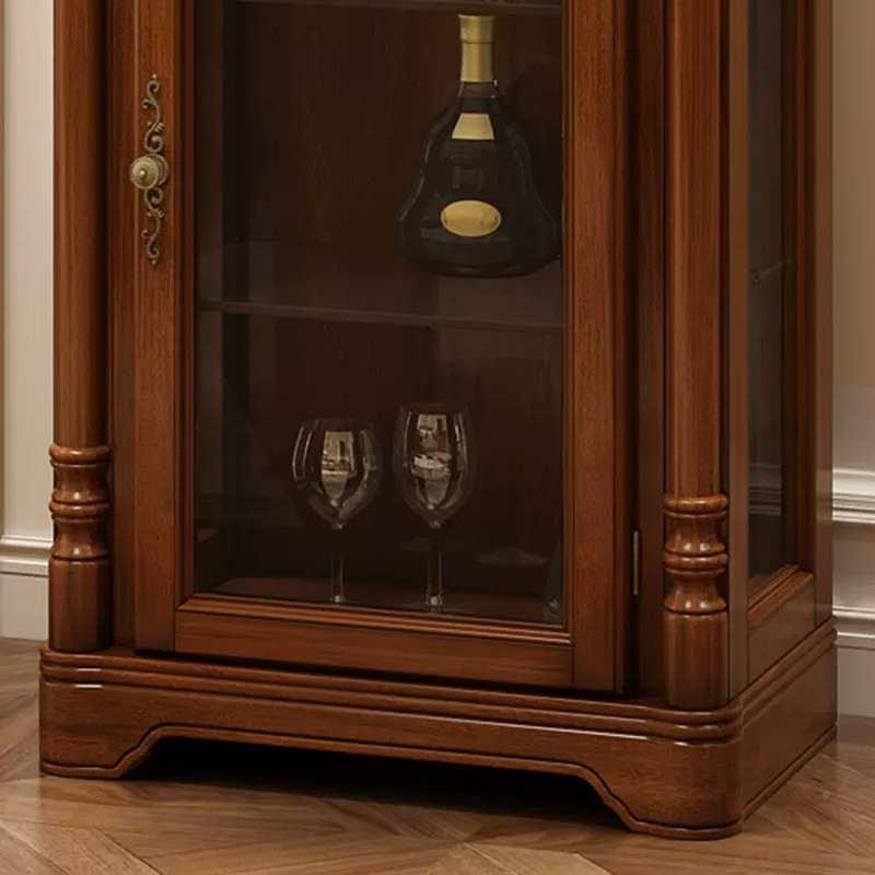 美古式实木酒柜小户型璃玻酒柜欧式复客厅电WLT边视柜展示柜家用