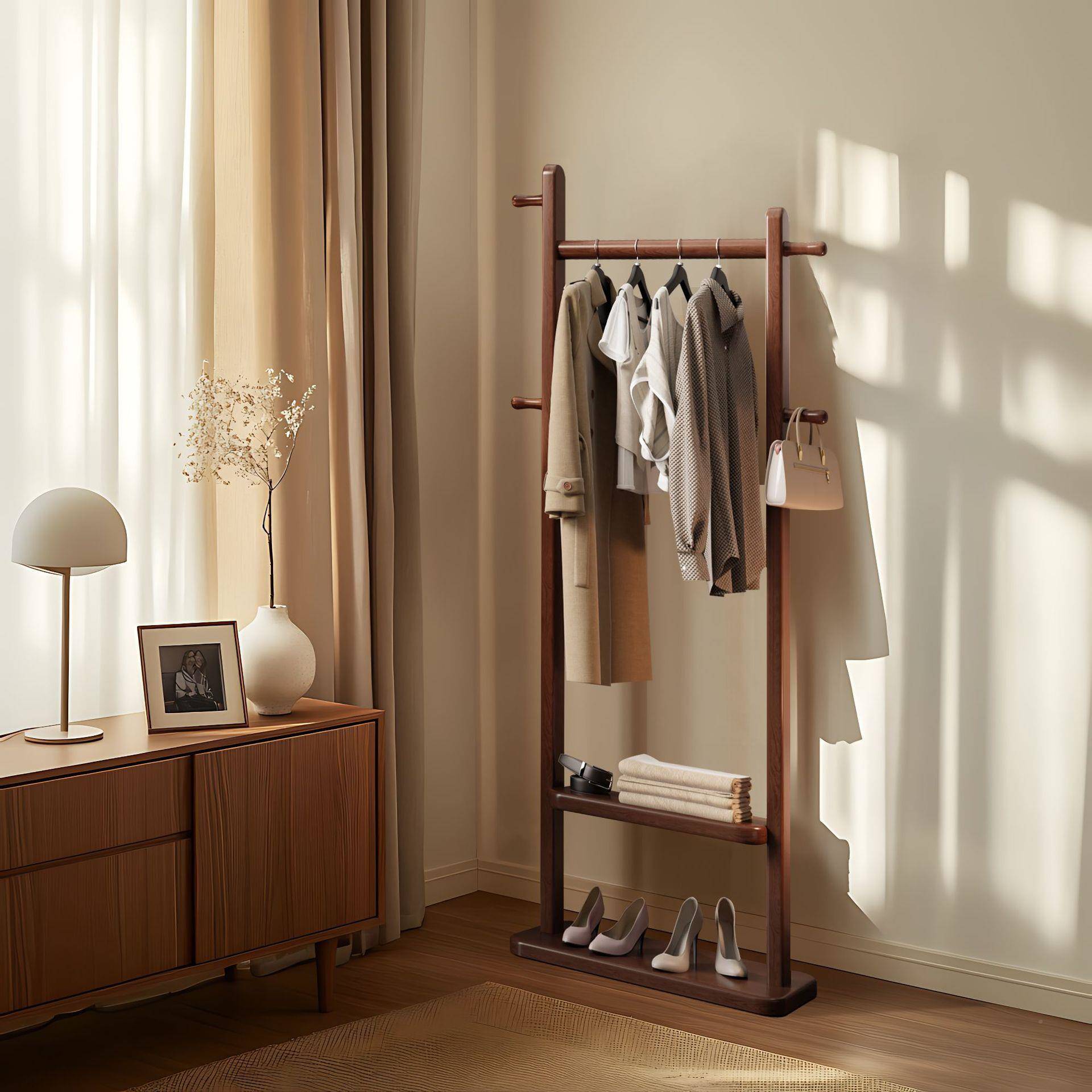 卧室3046YMJ落地挂架中式简易衣架不占地小型衣服的架挂帽子家用