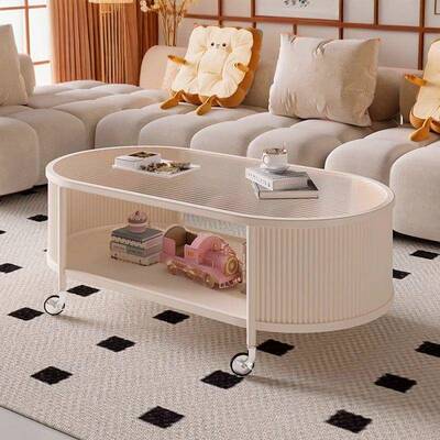 法式XJY-295油移动茶几客厅家用奶小户型205新款椭圆简约2桌小子