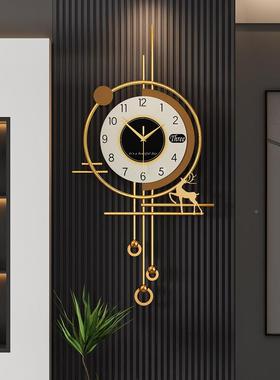 25新款餐厅网红钟表钟现代简约2客厅家用时钟72280挂墙卧室静0音