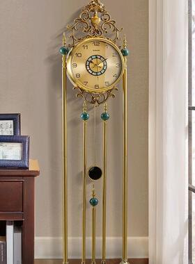 式极欧简落地钟UTK表家用客厅关立式装大型铁艺座钟玄饰静音时钟