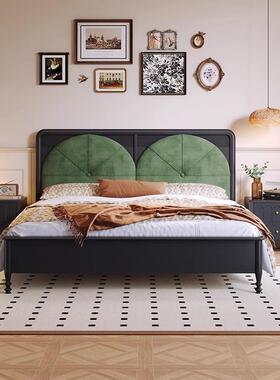 WLJ法式.复古风实木床18米卧床美式中古风黑色1.主5米小户大型软