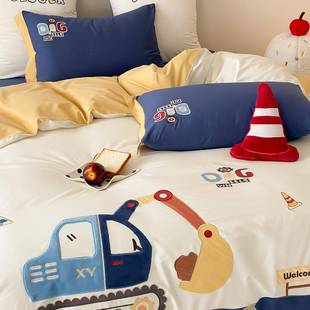 秋冬新款卡通男孩RWA全磨棉陶瓷毛件套可风被套床单儿童学爱生四