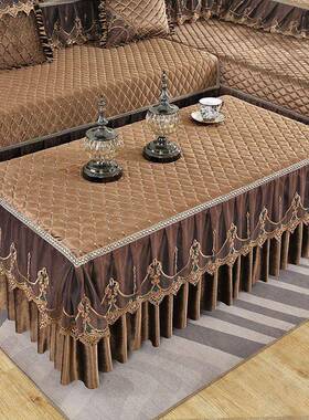 V0Z茶几布长方帘形客ADO厅餐桌防垫蕾桌尘丝电视柜盖布布艺全包茶