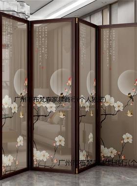 屏风隔断客厅可折叠动中式玄关客厅卧移室屏INU办风墙实木公新室