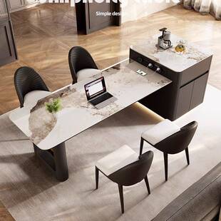 板餐桌卡萨驰悬岩BVW浮亚克力桌透明极简家奶油风水磨饭桌用小石