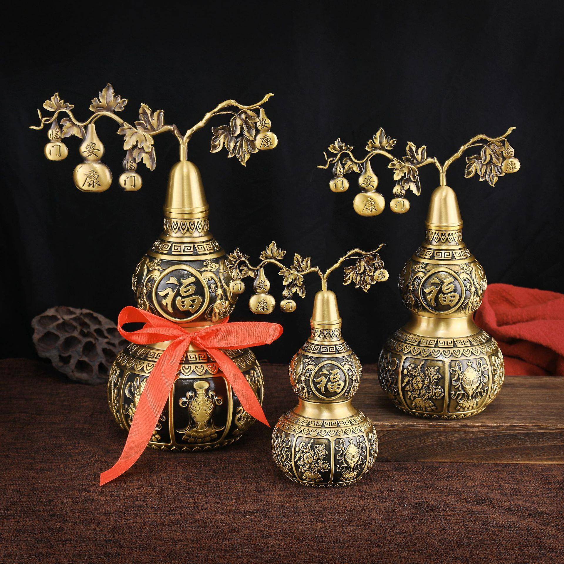 摆694吉居家摆件件藏八铜宝葫芦八葫芦