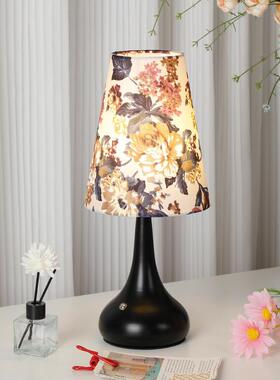 新中式碎花灯DZO高颜值家用护眼小夜电灯充le床头感d氛围台台灯