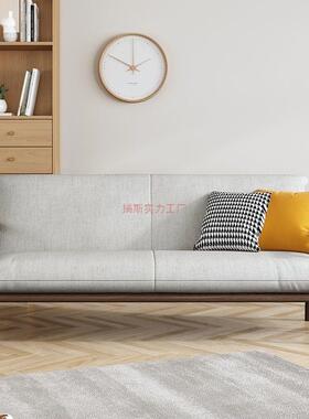 小户型现代简约式实木皮AUH沙日双发出租客厅房人三人原木风小沙