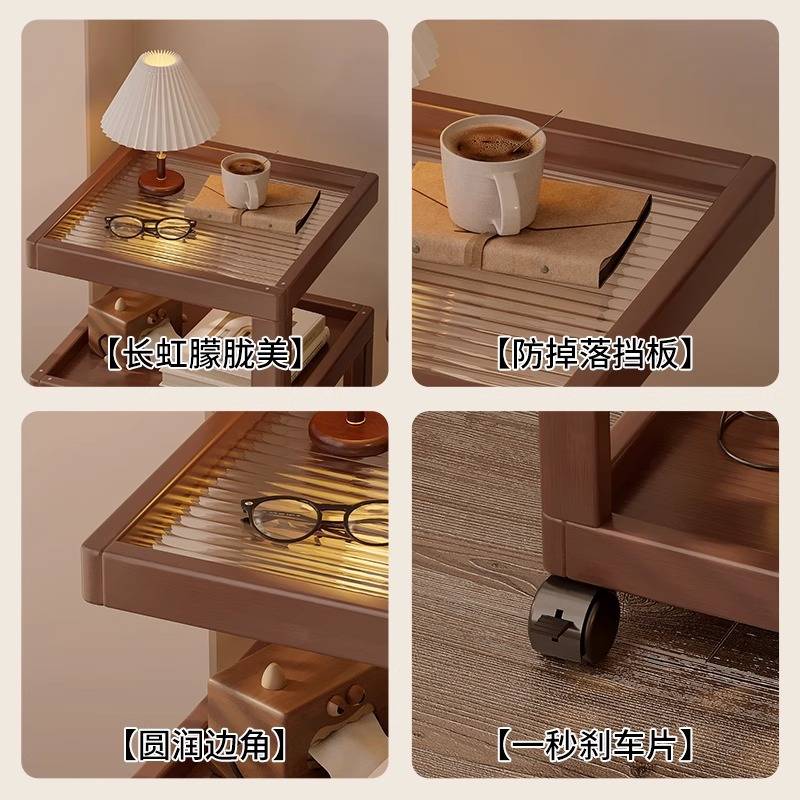 沙发边几可移动客厅带轮侧边柜卧室床头置物架家用简易茶几小桌子