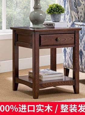 式全实木简边几客厅约边方桌沙PFS70177发角几美带抽屉边柜正形方