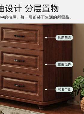 IYE美式斗卧室收纳斗柜子靠五斗柜房间柜置物柜客墙厅复古储物柜