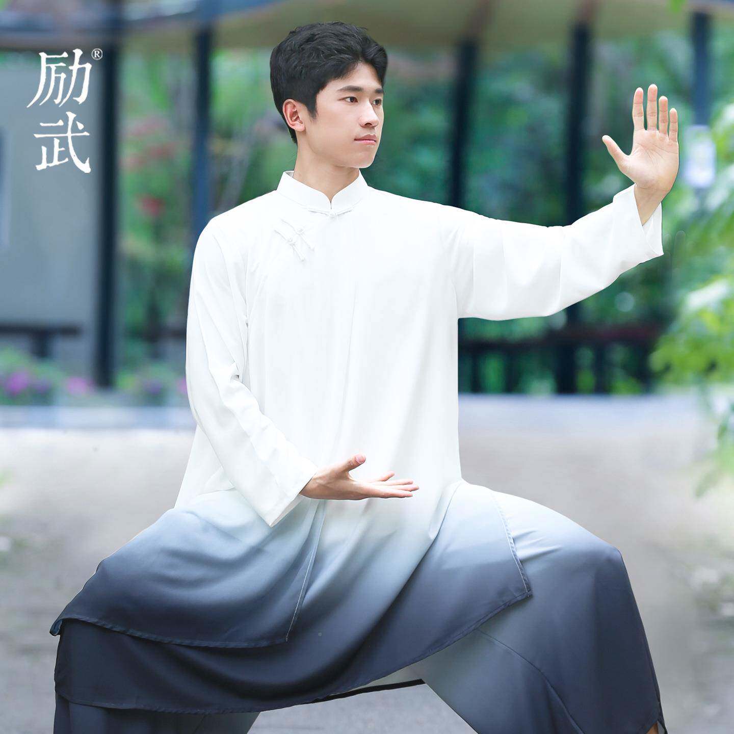 励武表太极服演女变黑白渐武国术道太极拳练功服男ABN中风舞台演