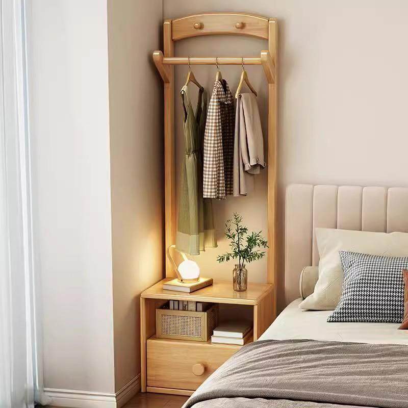 实木衣架小户型头置床物帽柜家CR挂衣架一体用落地多功能收纳储物