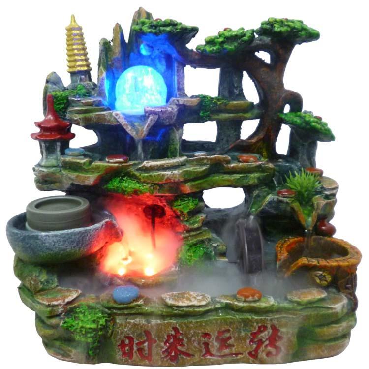 义乌水工艺品水风水轮JWH流树脂假山泉室流内水景喷摆件8273