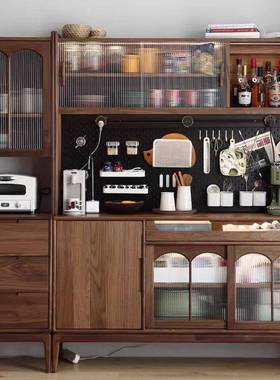 黑胡桃木餐柜IAS餐厅边式美古靠墙一体柜大容量收纳储物碗柜茶水